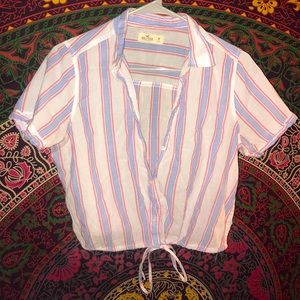 Holister light weight drawstring cropped shirt